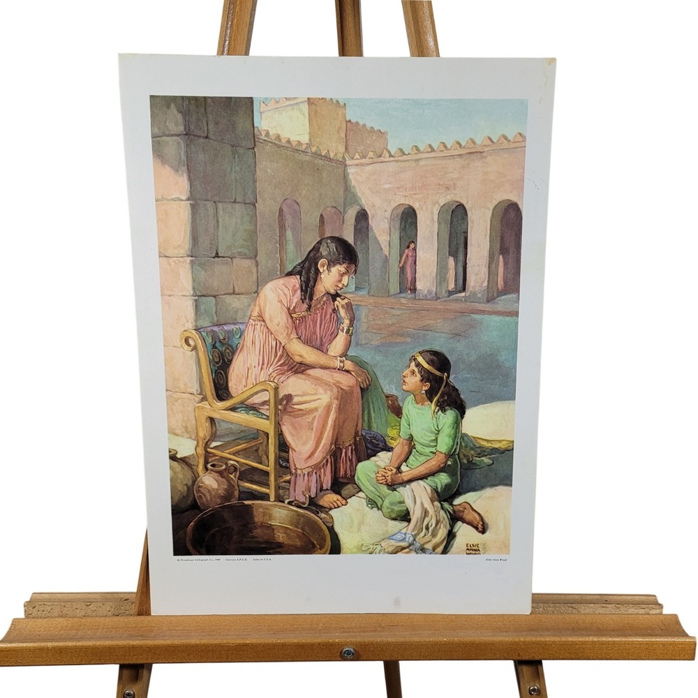 Vintage 1960 Elsie Anna Wood Lithograph A Helper in‎ Syria Sunday School Print